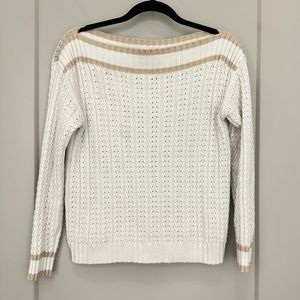 One Grey Day White and Tan Sweater M